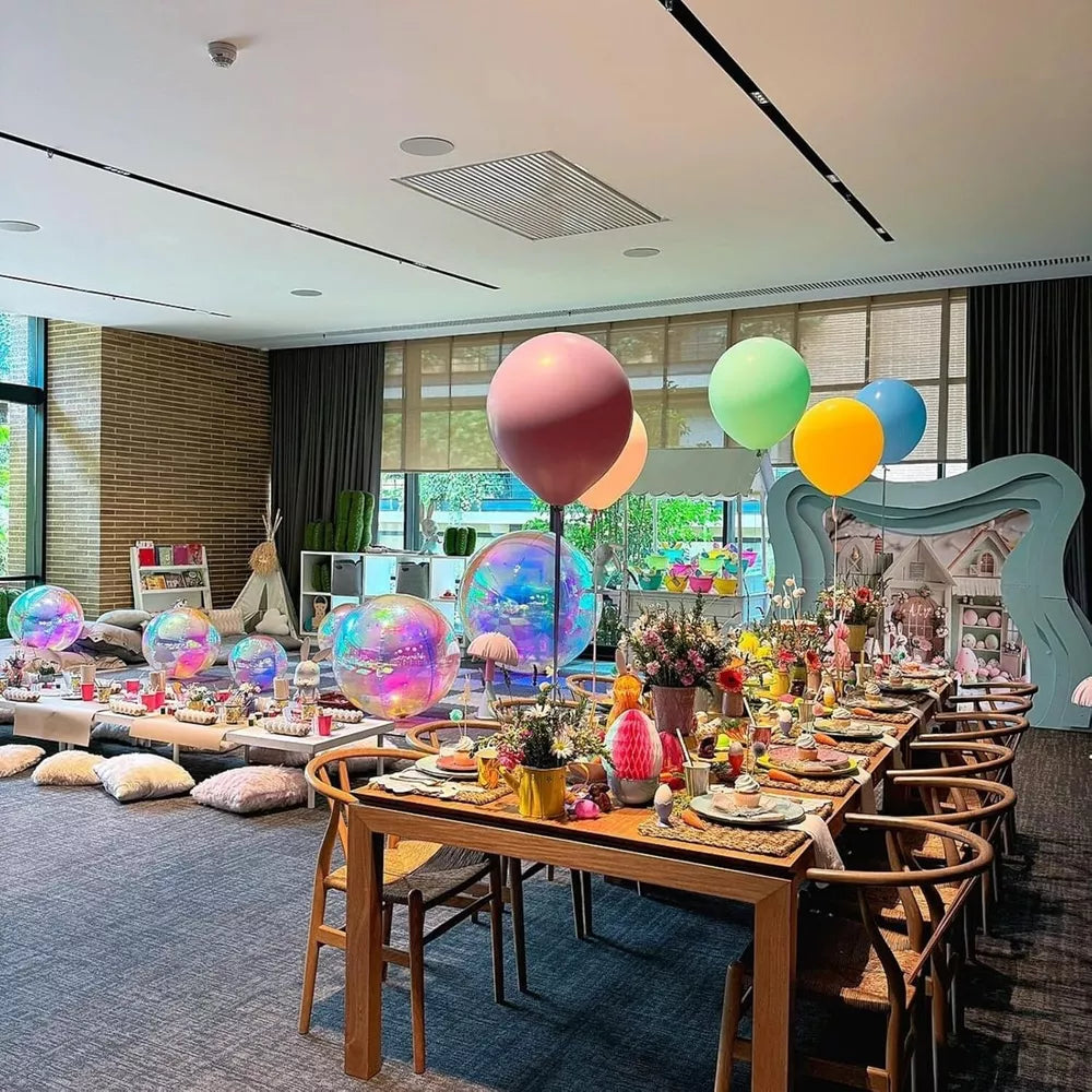 6 Stück aufblasbare schillernde Spiegelkugeln zum Aufhängen für Party- und Eventdekoration mit Pumpe