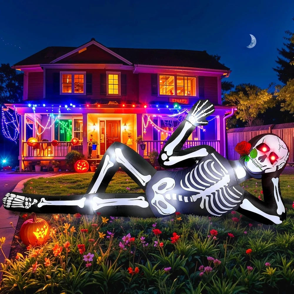 Halloween Inflatable Skeleton Decoration with LED Lights