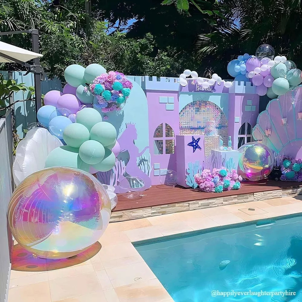6 Stück aufblasbare schillernde Spiegelkugeln zum Aufhängen für Party- und Eventdekoration mit Pumpe