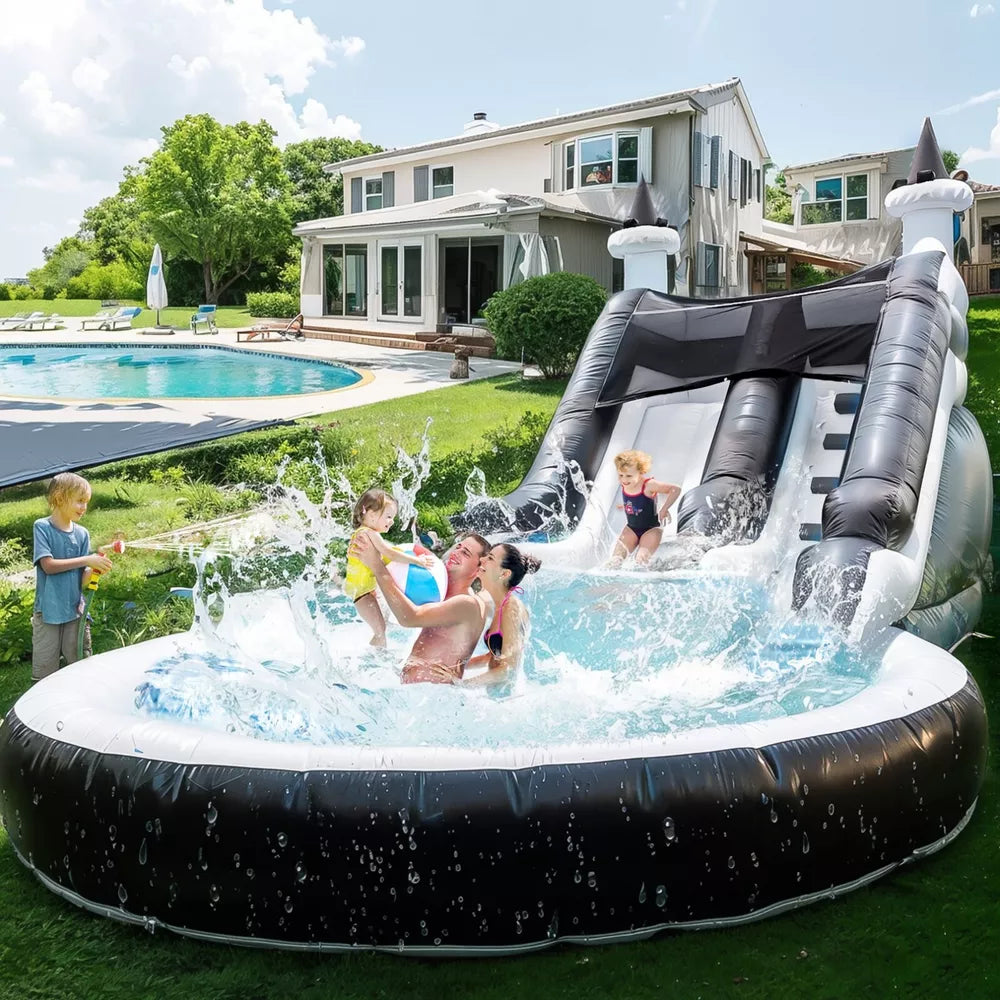 Toboggan aquatique gonflable avec pataugeoire pour enfants