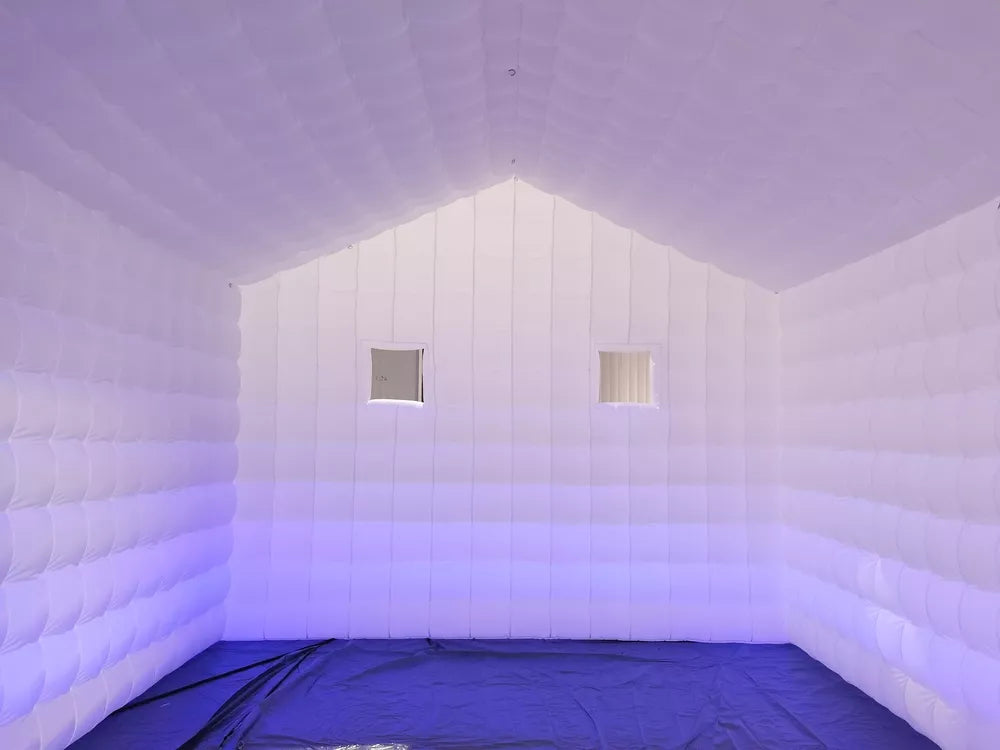 20FT White Inflatable Night Club With LED Strip Cube Tent For Event Party