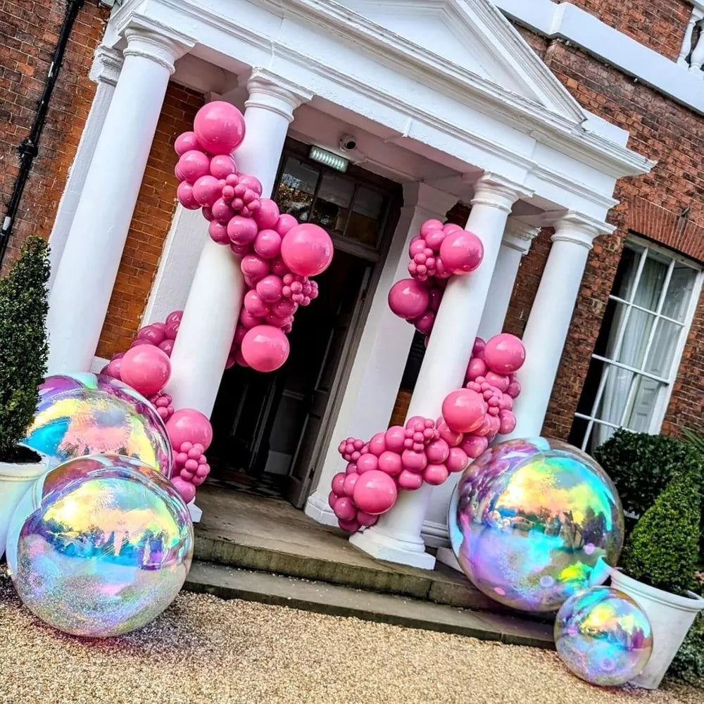 6 Stück aufblasbare schillernde Spiegelkugeln zum Aufhängen für Party- und Eventdekoration mit Pumpe