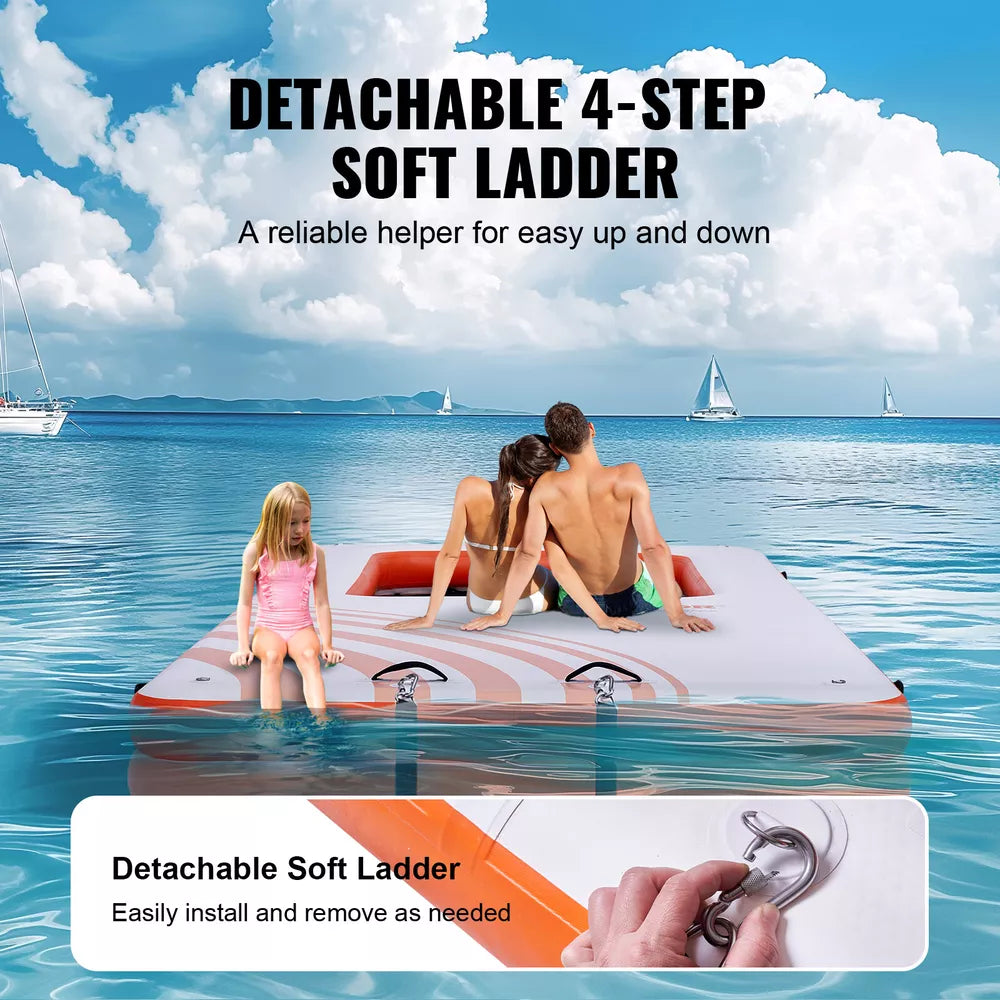 15x6.5 FT Inflatable Floating Dock with 4x6 FT Mesh Pool