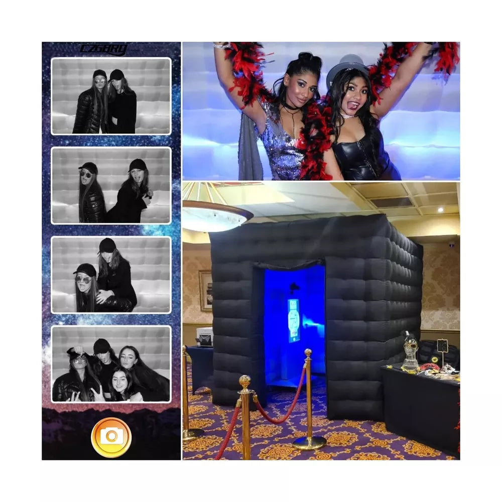 Inflatable Photo Booth, 8.2 x 8.2FT Portable with 16-Color LED Dimmable Lighting