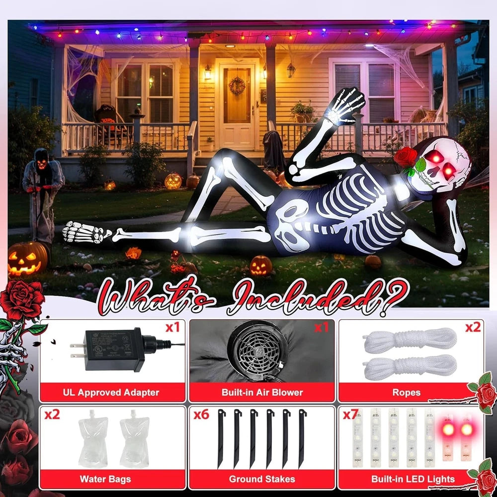 Halloween Inflatable Skeleton Decoration with LED Lights