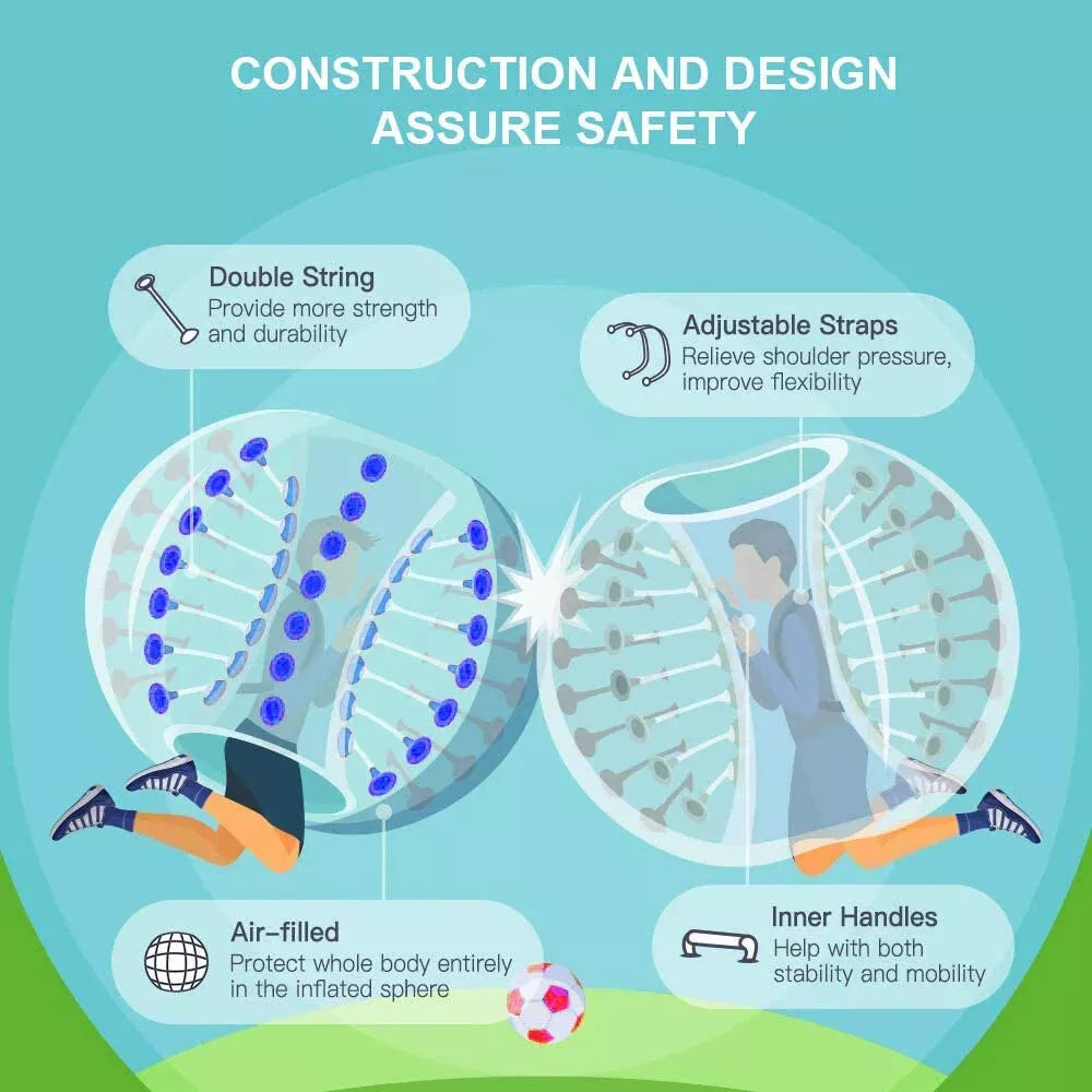 Bola de Bumper Inflable 1.2/1.5m Juego de Fútbol Burbuja para Niños y Adultos