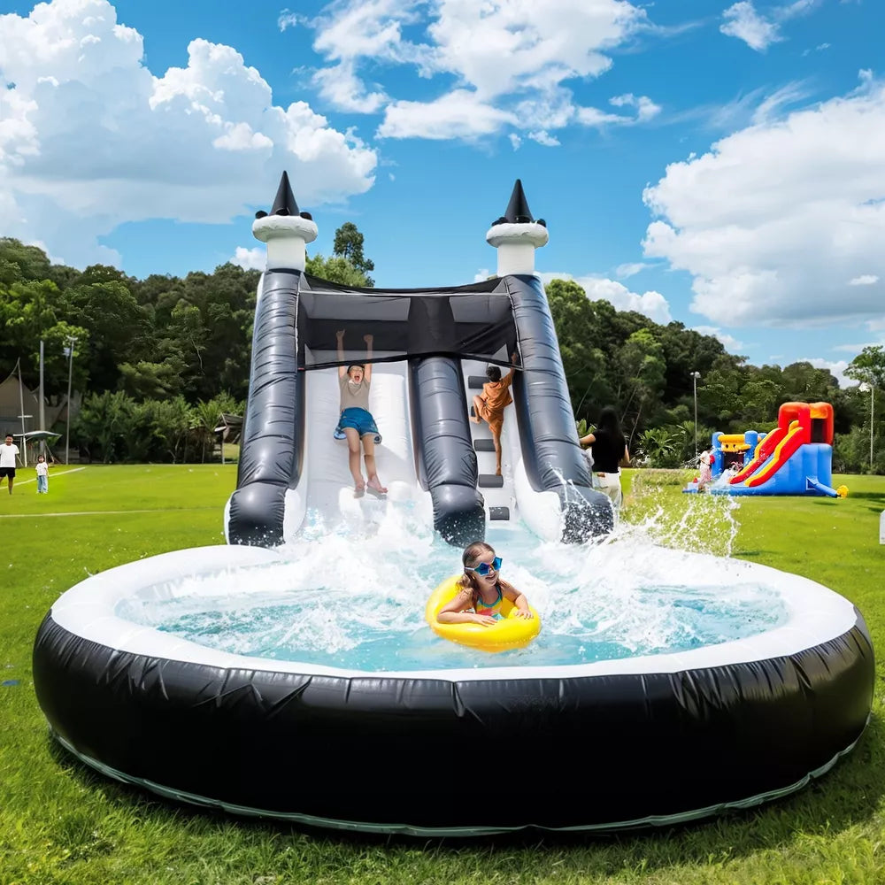 Toboggan aquatique gonflable avec pataugeoire pour enfants