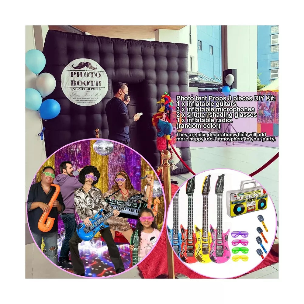 Inflatable Photo Booth, 8.2 x 8.2FT Portable with 16-Color LED Dimmable Lighting