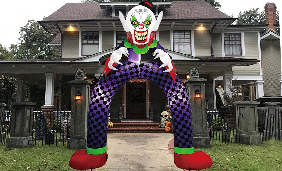 Inflatable Halloween Clown Archway with LED Lights