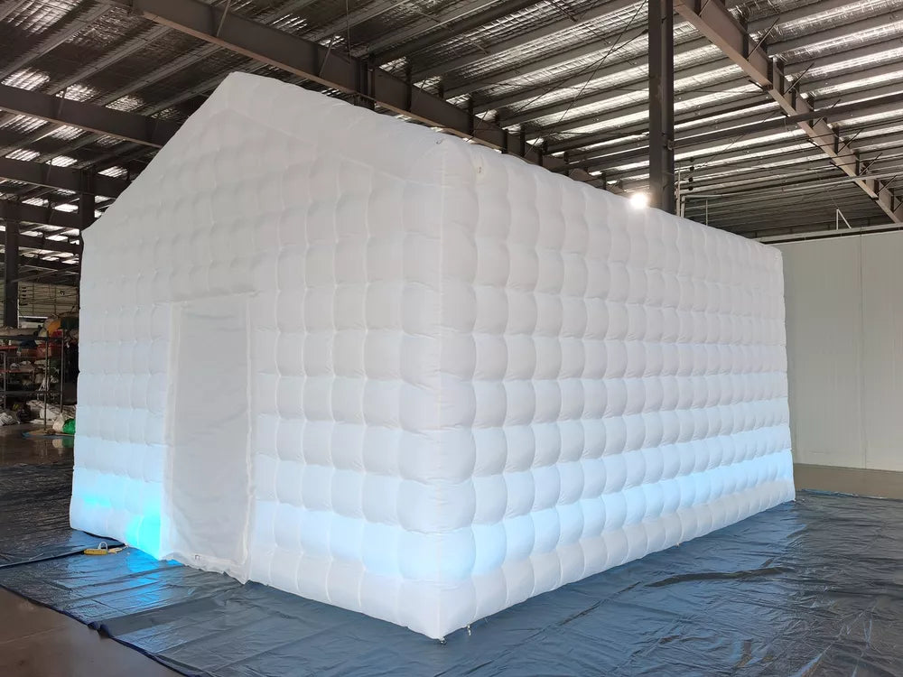 20FT White Inflatable Night Club With LED Strip Cube Tent For Event Party