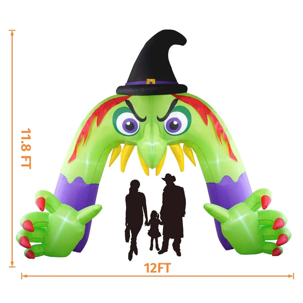 Halloween Inflatable Witch Archway with LED Lights