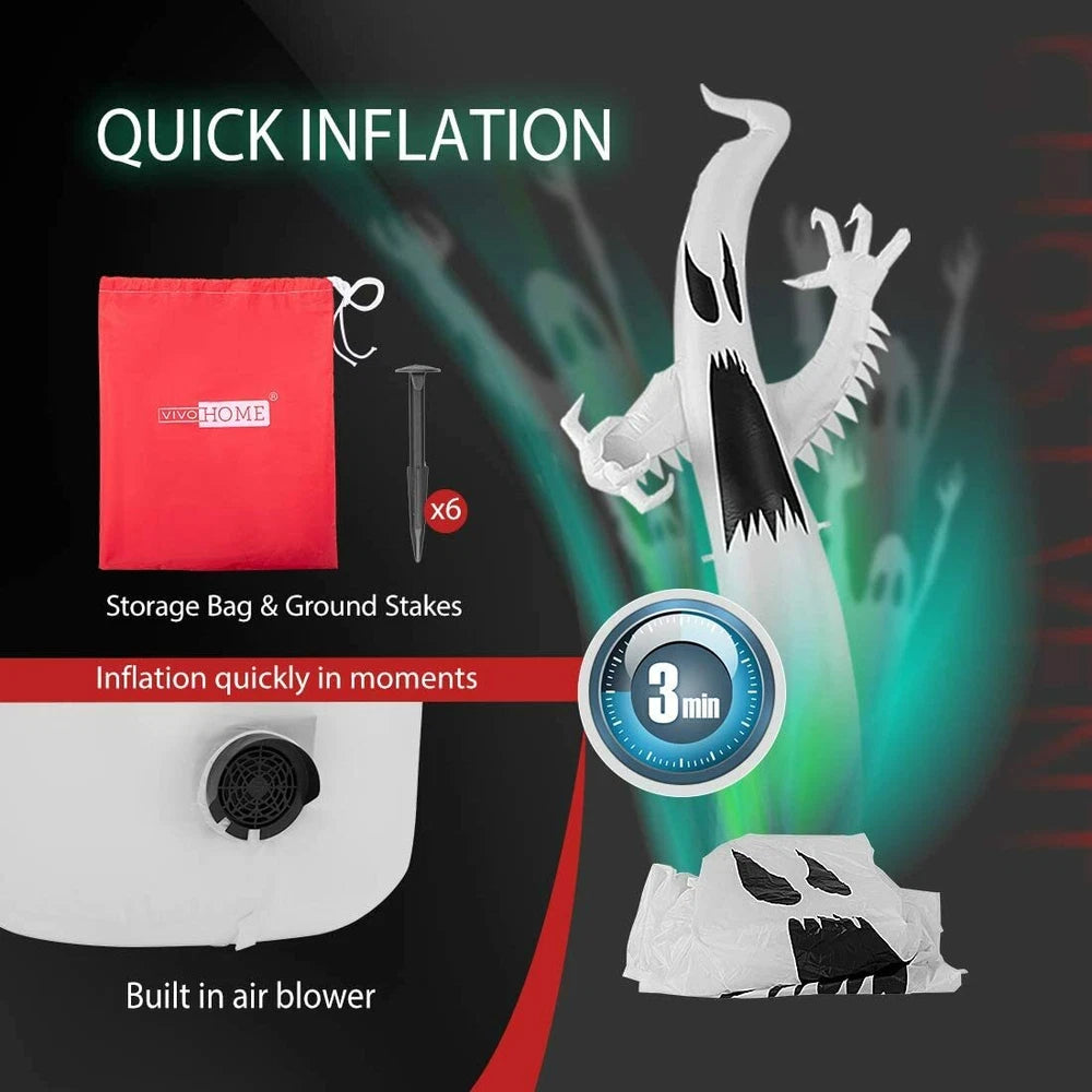 Inflatable Ghost Decoration with Colorful LED Lights