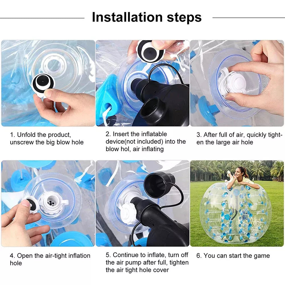 Bola de Bumper Inflable 1.2/1.5m Juego de Fútbol Burbuja para Niños y Adultos