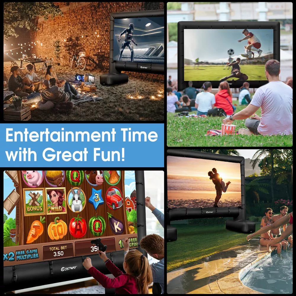 16 FT Inflatable Movie Screen Outdoor 1080P FHD