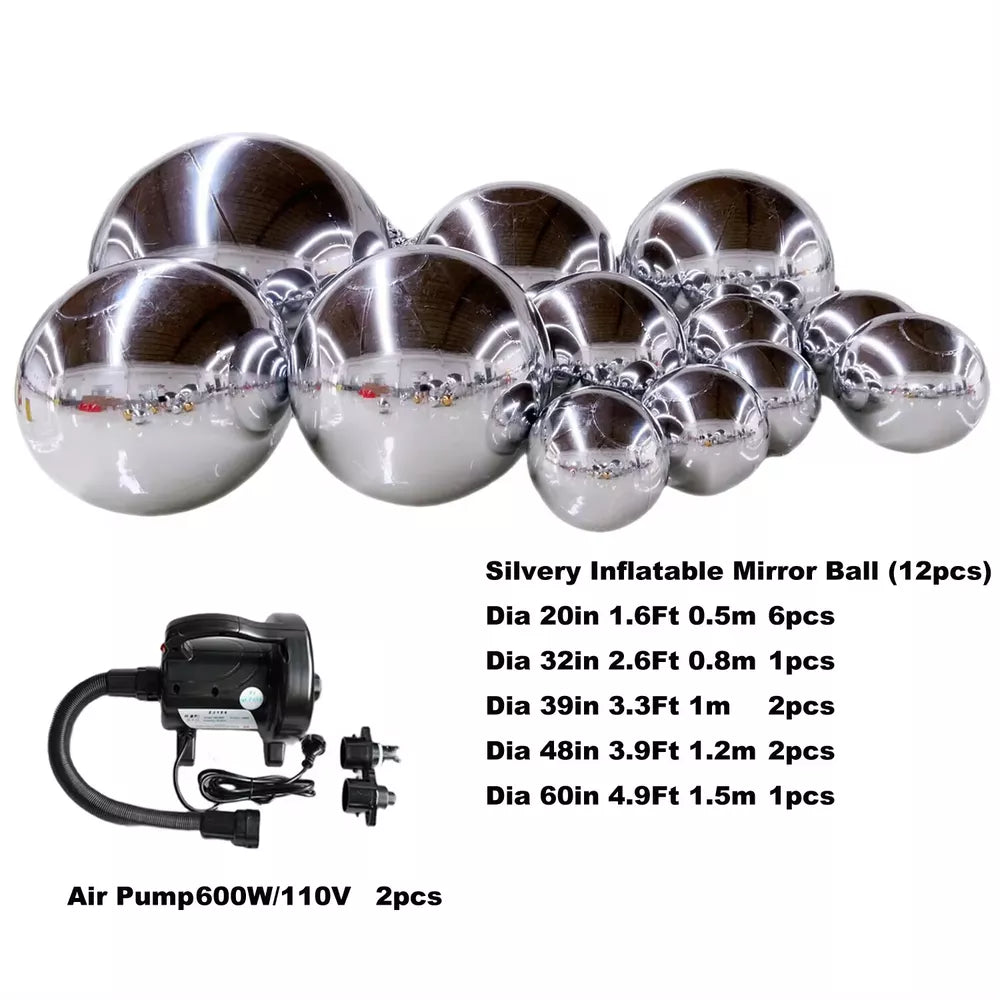 Inflatable Mirror Ball Set Giant Reflective Sphere