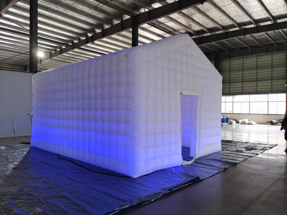 20FT White Inflatable Night Club With LED Strip Cube Tent For Event Party