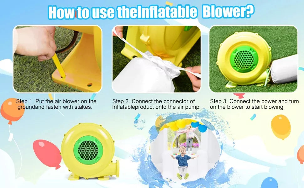 Maison gonflable blanche pour enfants avec toboggan