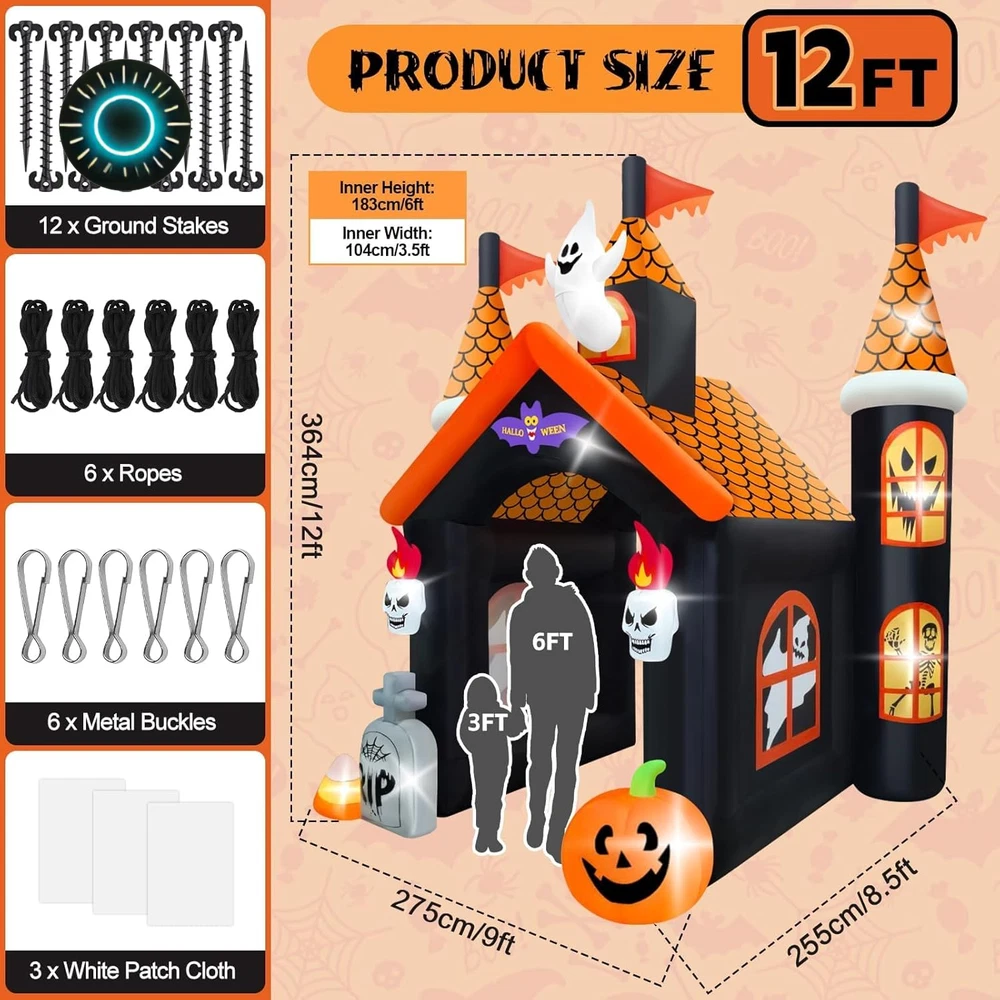 Inflatable Haunted Ghost Tunnel Yard Décor with LED