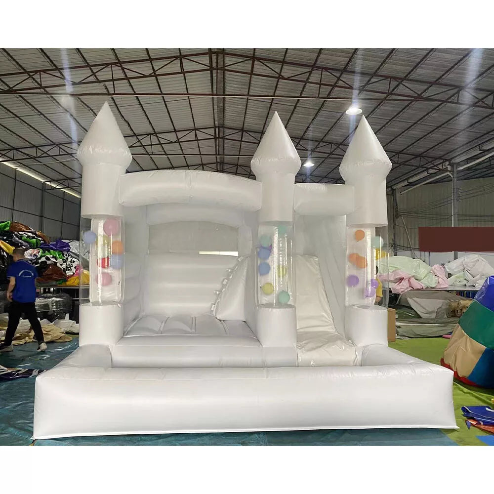 Nuevo estilo de castillo inflable de 15 pies con globos blancos para fiestas de adultos y niños