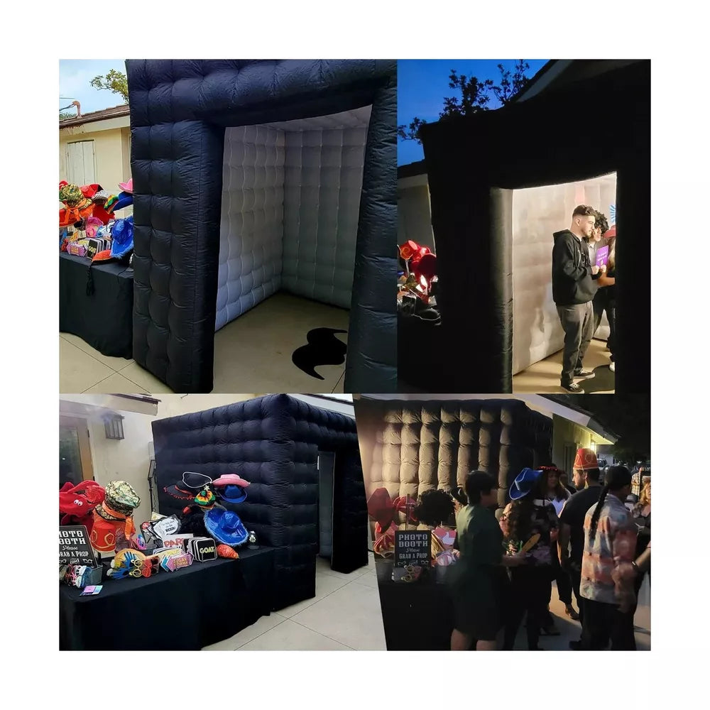 Inflatable Photo Booth, 8.2 x 8.2FT Portable with 16-Color LED Dimmable Lighting