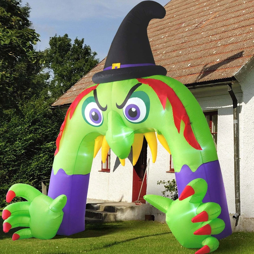 Halloween Inflatable Witch Archway with LED Lights