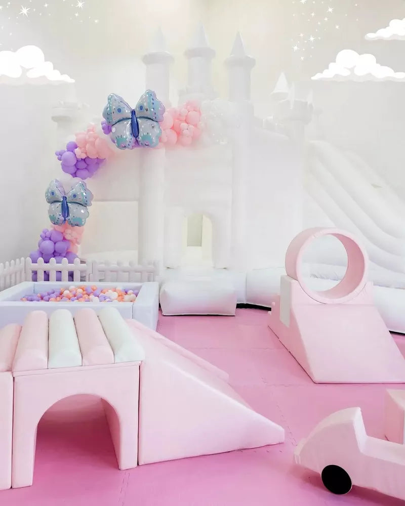 20 Fuß aufblasbares weißes Hüpfburg mit Rutsche und Bällebad für Partys und Veranstaltungen