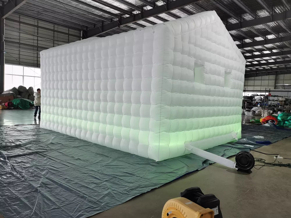 20FT White Inflatable Night Club With LED Strip Cube Tent For Event Party