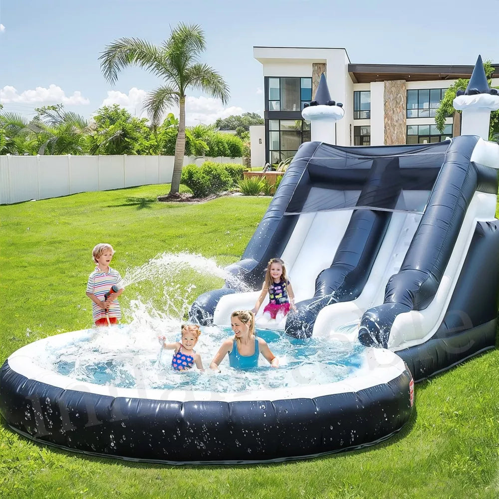 Toboggan aquatique gonflable avec pataugeoire pour enfants