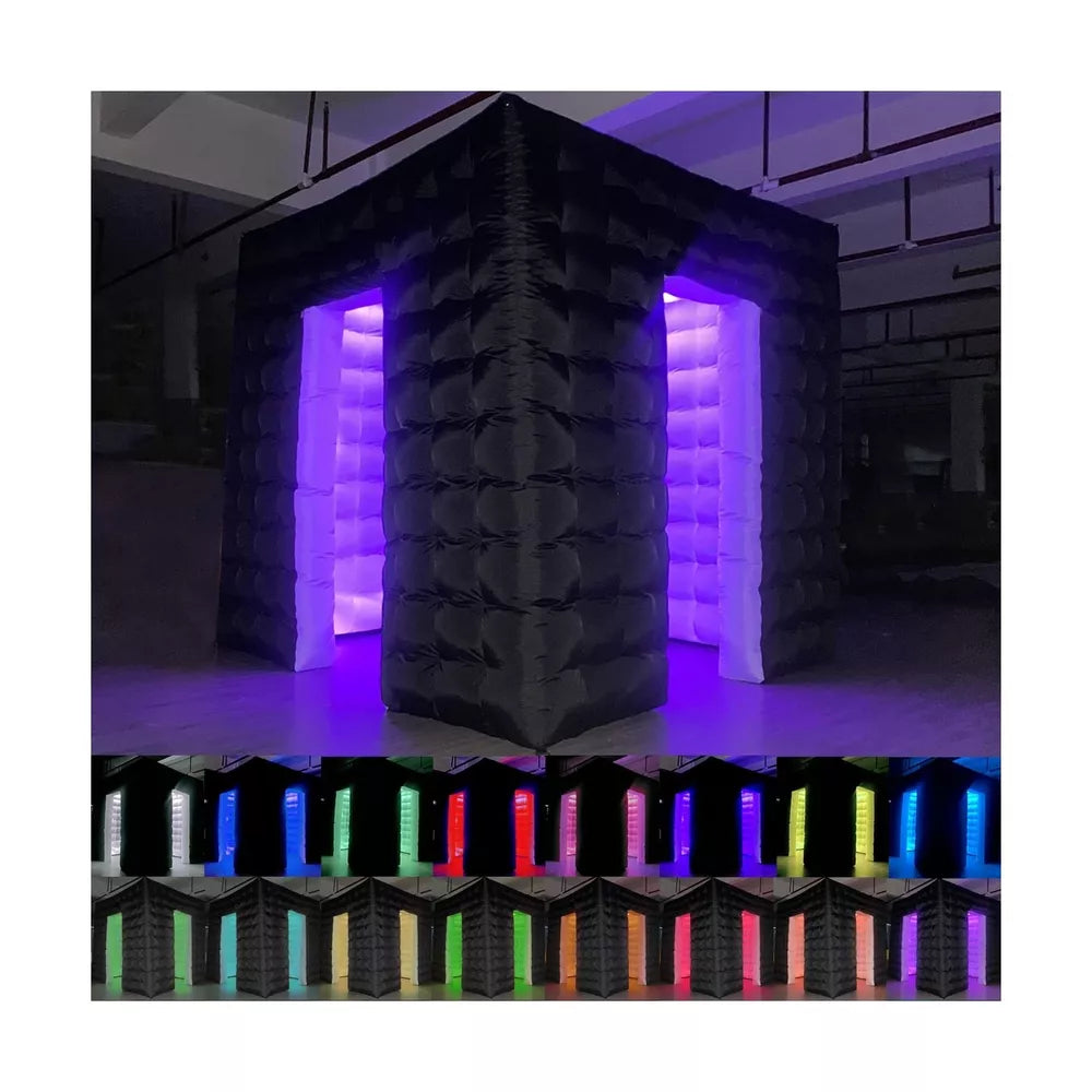 Inflatable Photo Booth, 8.2 x 8.2FT Portable with 16-Color LED Dimmable Lighting