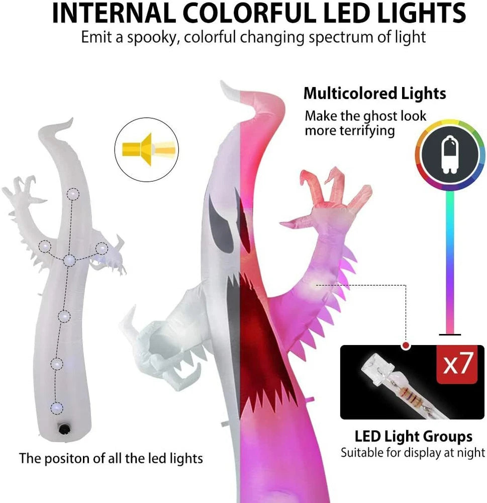 Inflatable Ghost Decoration with Colorful LED Lights