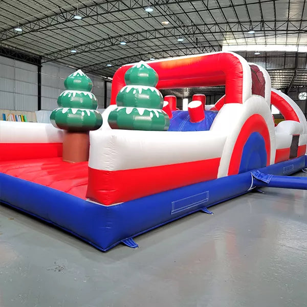 Inflatable Obstacle Course with Snowman Theme for Kids