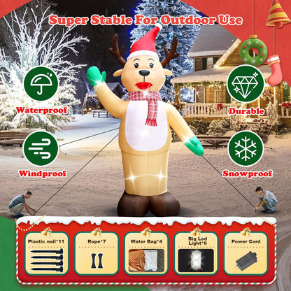20FT Christmas Giant Inflatable Outdoor Decorations, Blow Up Reindeer Yard Decoration, Xmas Decor Build-in LED Lights for Garden Lawn Yard Porch Holiday Party