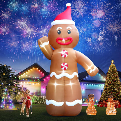 20FT Christmas Giant Inflatable Outdoor Decorations, Blow Up Gingerbread Man Yard Decoration, Xmas Decor Build-in LED Lights for Garden Lawn Yard Porch Holiday Party