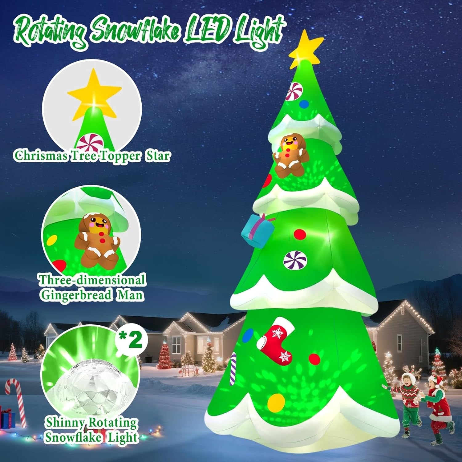 20FT Christmas Tree Inflatable with LED Light,  Giant Christmas Yard Inflatables Outdoor Xmas Blow-Up Outdoor Decoration for Holiday Party Courtyard Lawn Shopping Mall Street