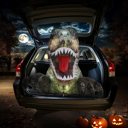 3.6 FT Halloween Inflatable Outdoor Decorations, Trunk or Treat Car Decorations, Halloween Blow Ups Animated Dinosaur with LEDs for Halloween Decor