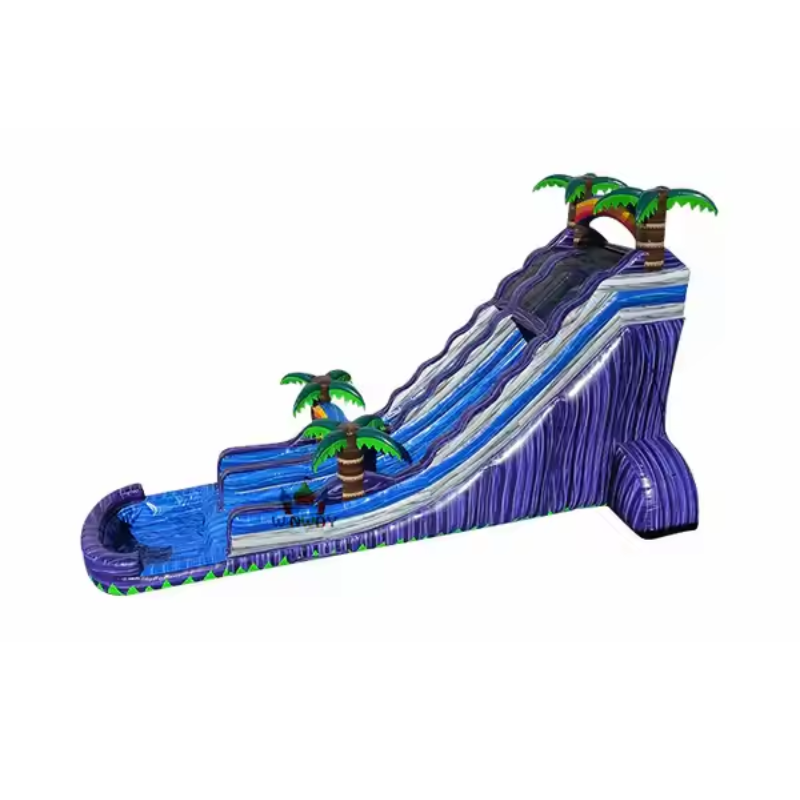 Purple Tropical Inflatable Water Slide