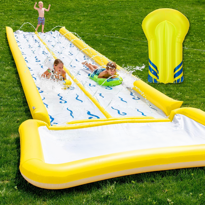 Ultimate Splash - Inflatable Water Slide with Bumpers, Pump & Riders