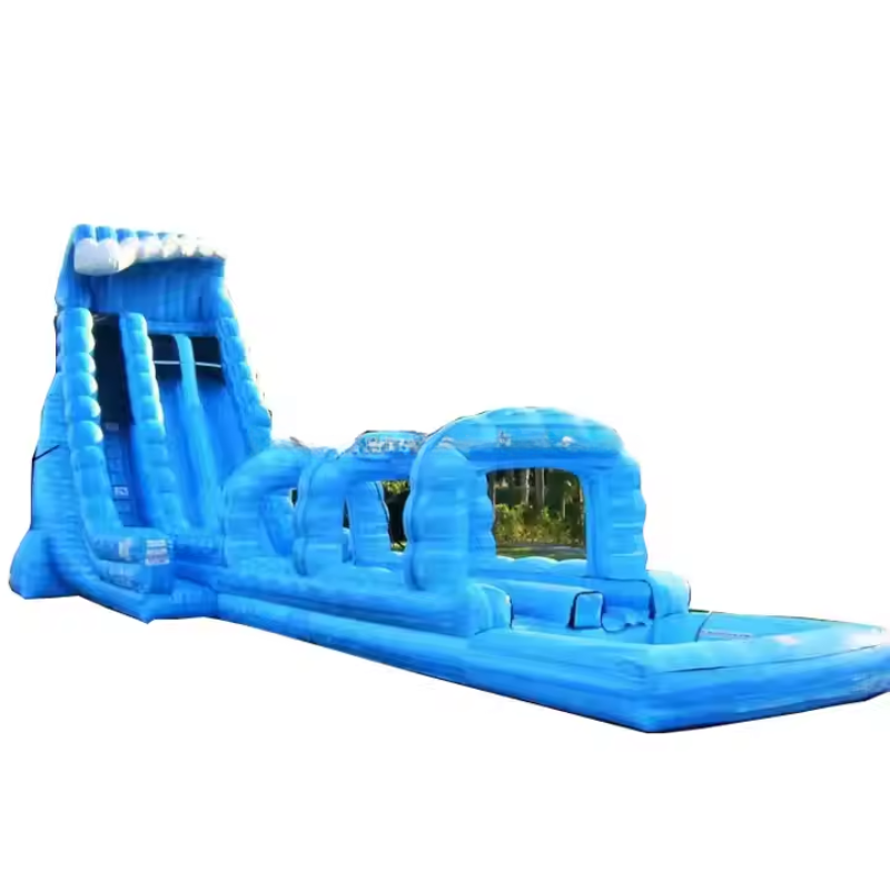 Monster Wave Blue Inflatable Slide with Pool