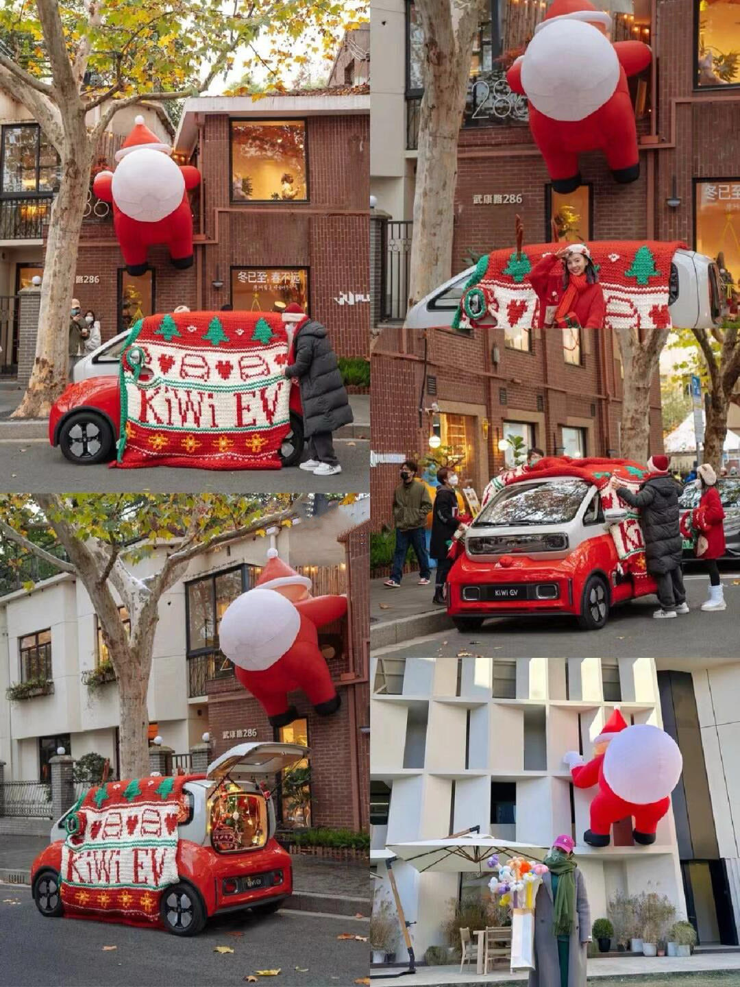 Papá Noel Hinchable de Escalada Navideño con Paquete Blanco
