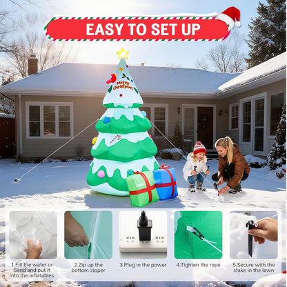 8 FT Christmas Inflatables Tree Decorations Outdoor - Blow Up Christmas Decorations Outdoor Yard Garden Lawn & Indoor Xmas Holiday Party - Inflatable Christmas Tree with LED Lights top Star