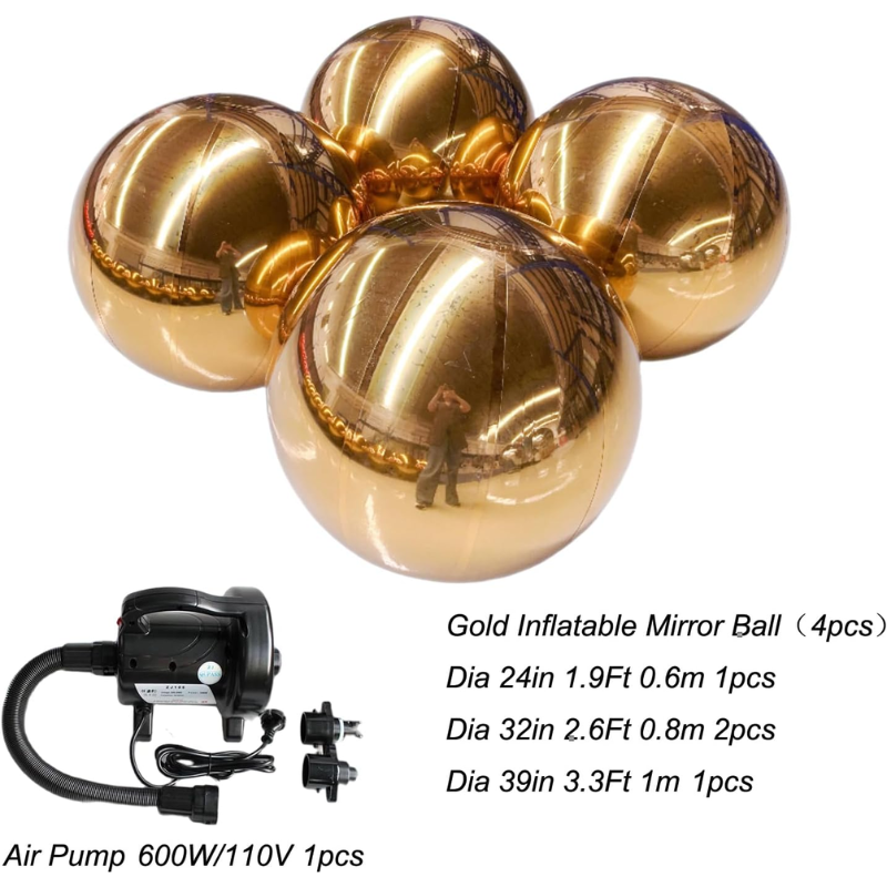 Leuchtkugel Aufblasbare Goldene Spiegelkugeln