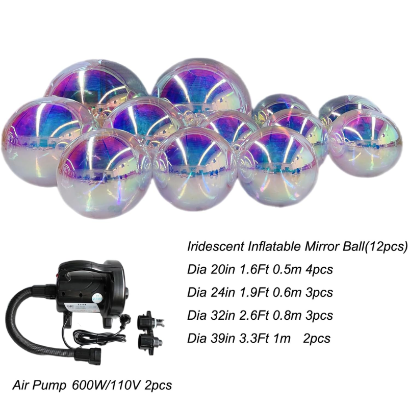 Glow Sphere Iridescent Inflatable Mirror Balls