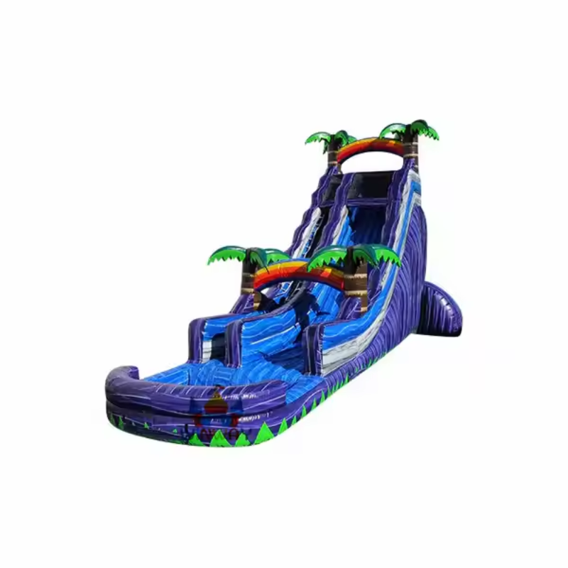 Purple Tropical Inflatable Water Slide