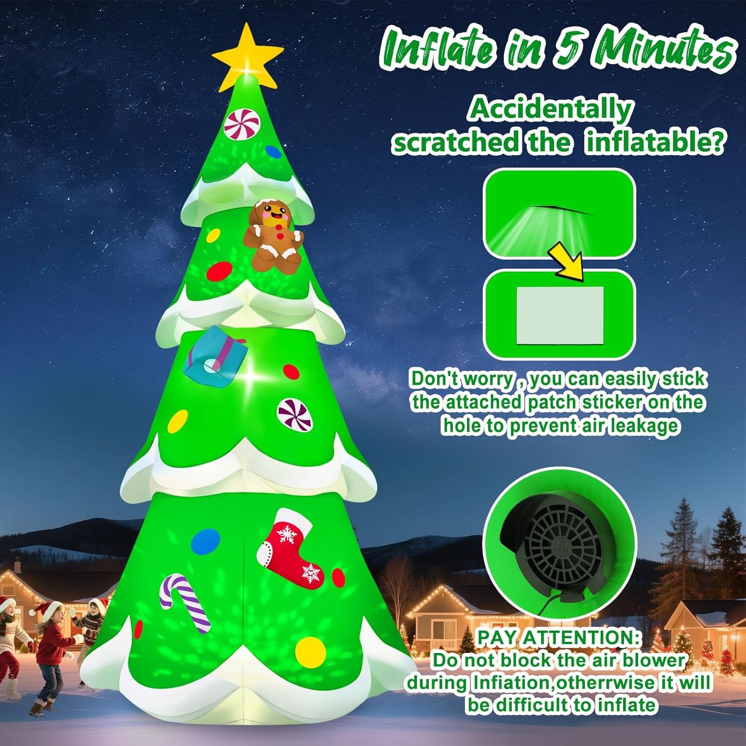 20FT Christmas Tree Inflatable with LED Light,  Giant Christmas Yard Inflatables Outdoor Xmas Blow-Up Outdoor Decoration for Holiday Party Courtyard Lawn Shopping Mall Street