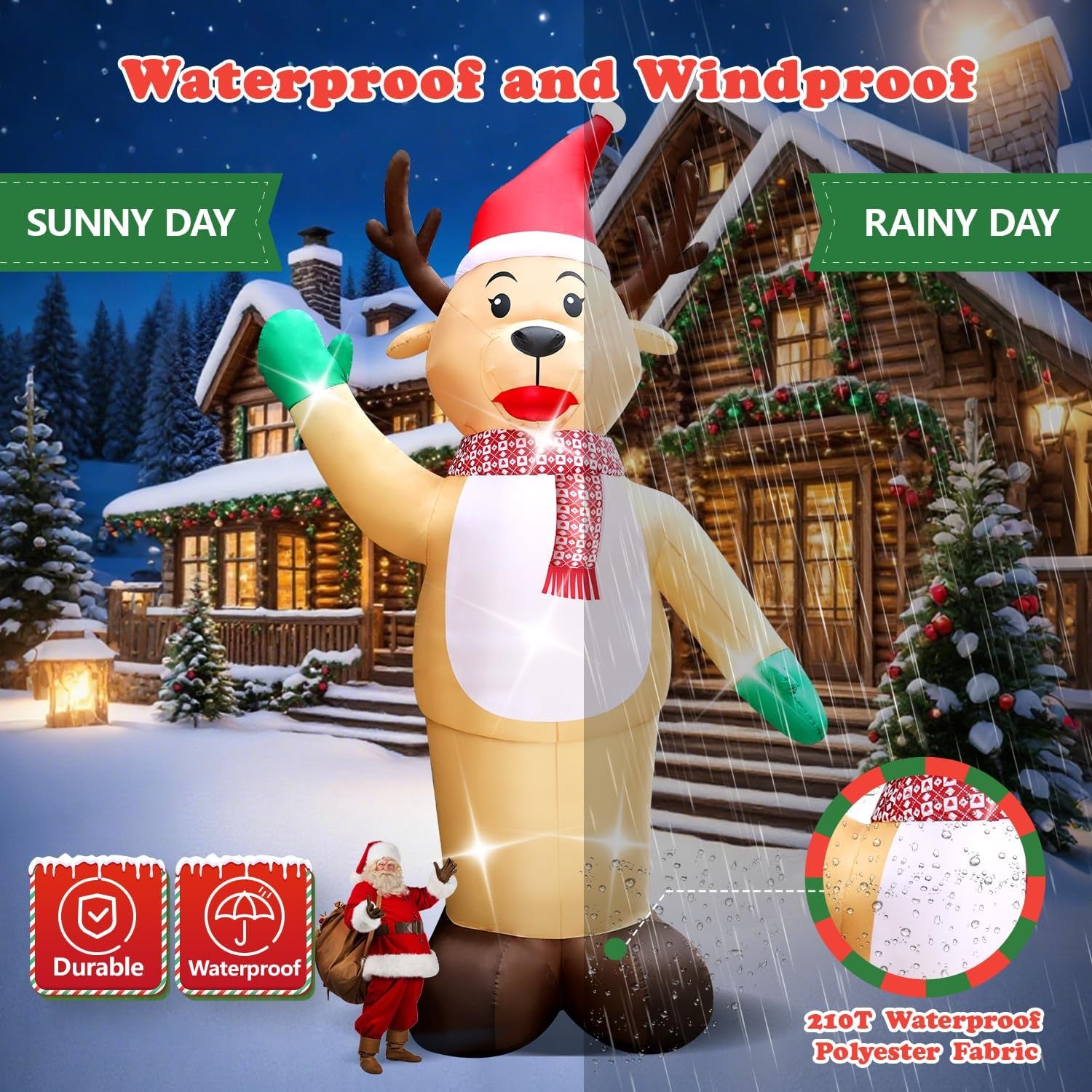 20FT Christmas Giant Inflatable Outdoor Decorations, Blow Up Reindeer Yard Decoration, Xmas Decor Build-in LED Lights for Garden Lawn Yard Porch Holiday Party