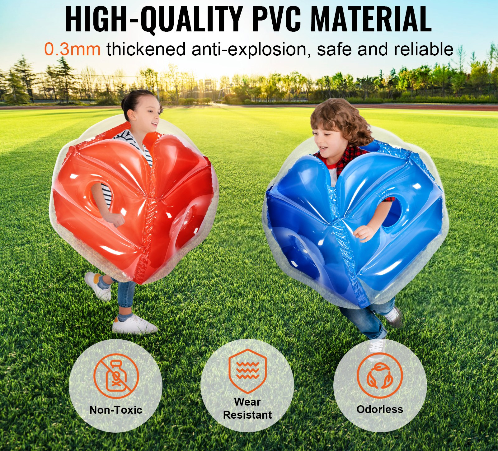 Inflatable Bumper Balls 2-Pack, 2FT/0.6M Body Zorb Balls for Kids