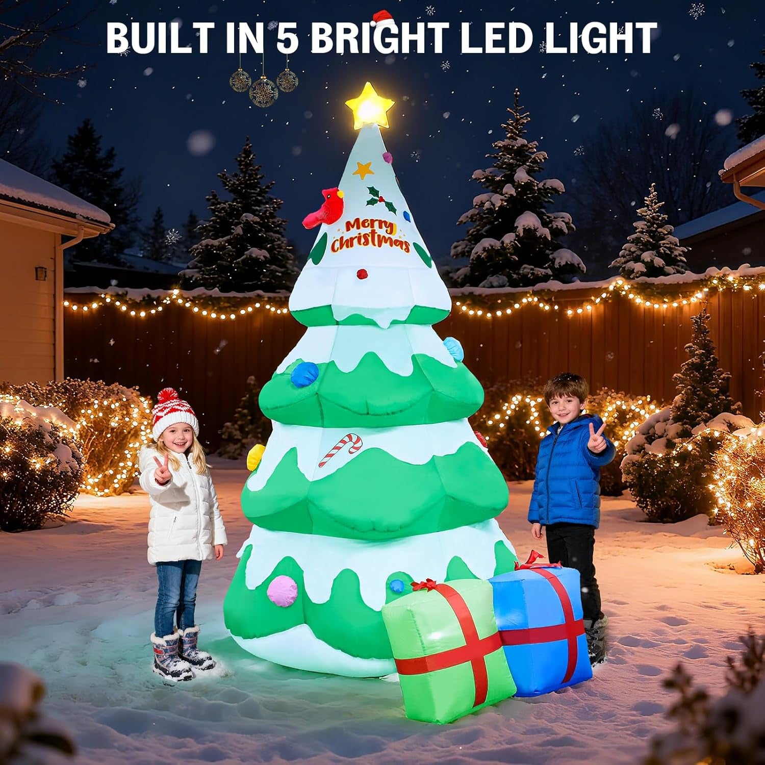 8 FT Christmas Inflatables Tree Decorations Outdoor - Blow Up Christmas Decorations Outdoor Yard Garden Lawn & Indoor Xmas Holiday Party - Inflatable Christmas Tree with LED Lights top Star