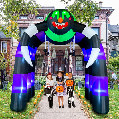 10 Ft Halloween Inflatable Spider Archway Decoration LED Light Up Giant Blow Up Spider Arch for Halloween Party Indoor Outdoor Garden Yard Decor