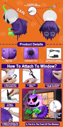 TURNMEON Inflatable Halloween Window Decoration Display