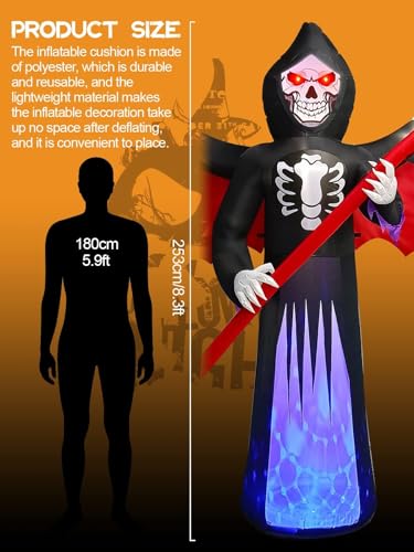 Inflatable Ghost Reaper with Scythe for Halloween Event Displays
